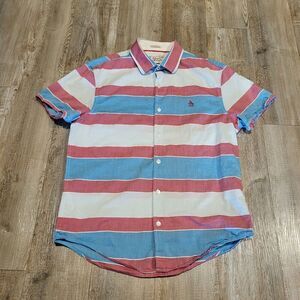 Penguin Heritage Slim Fit Short Sleeved Button Up Shirt Mens Size Medium